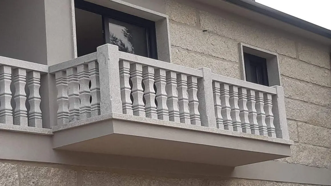 Stone Balcony with Modern-Design Balusters