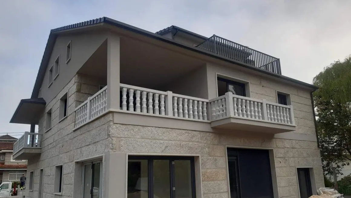 Chalet with Classic Stone Balconies and Balustrades